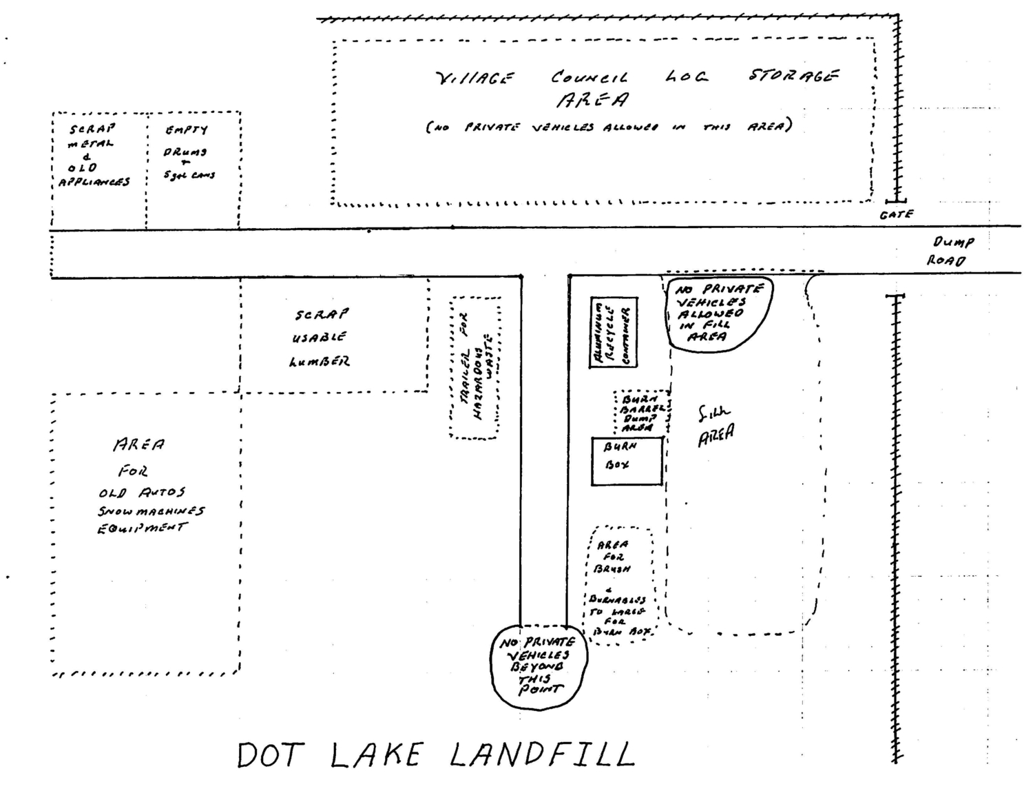 A map of the Dot Lake Village landfill.